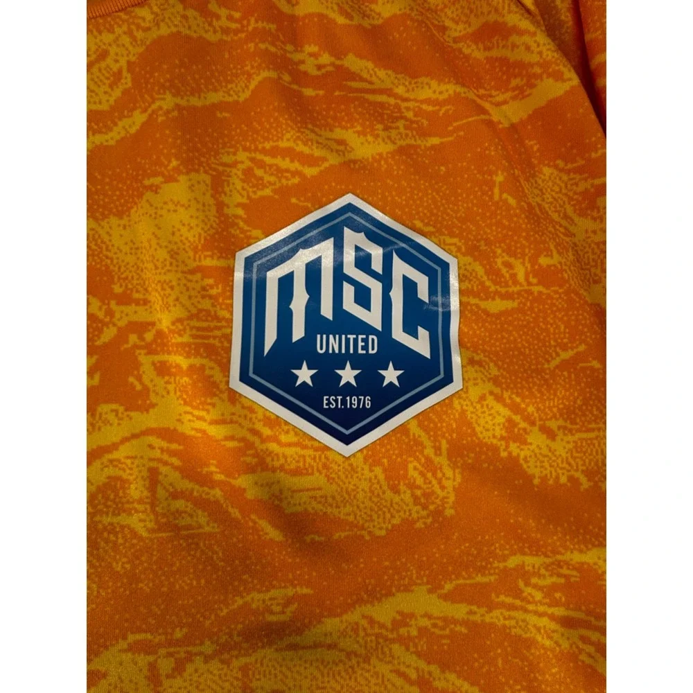 Adidas Soccer Jersey Mens Large Orange Yellow MSC United Climalite Long Sleeve L